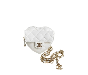Chanel Clutch With Chain 22S Belt Bag In Heart Shape Lambskin Leatehr  With Gold Hardware White
