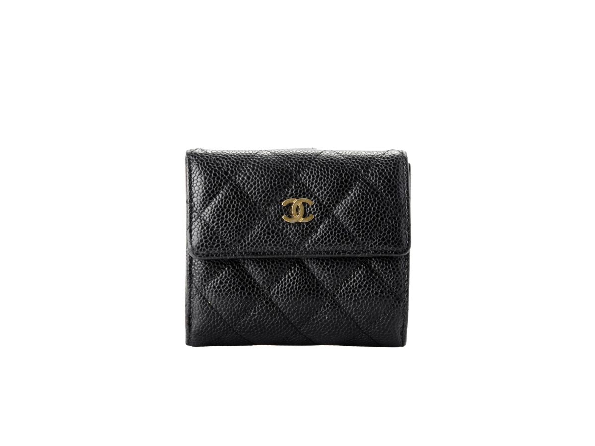 Pre-owned Chanel Cc Diamond-quilted Compact Wallet In Black