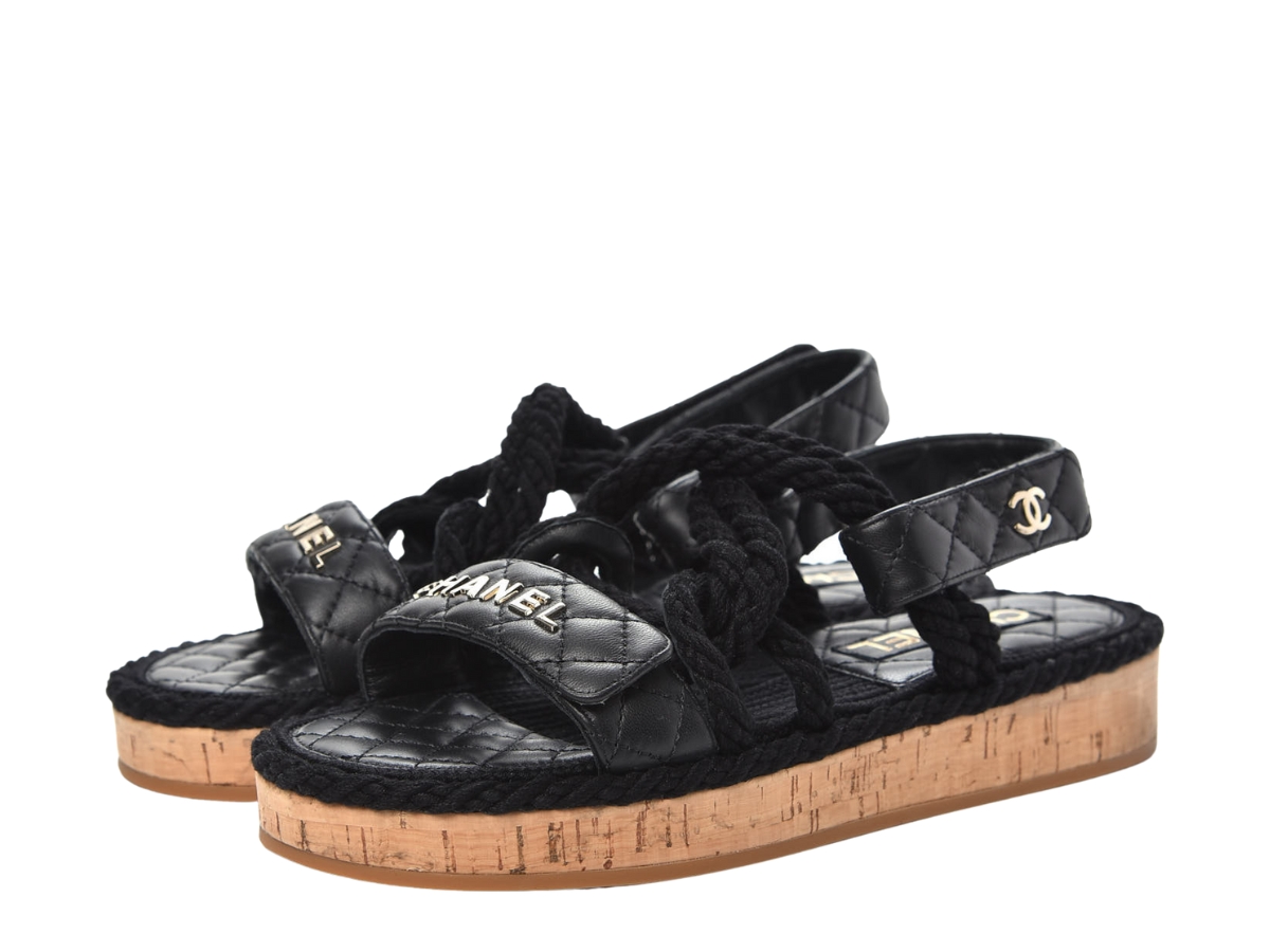 Chanel lambskin outlet sandals black