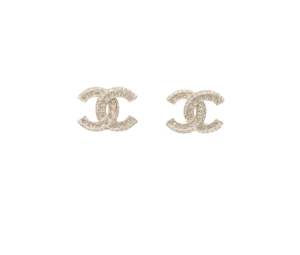Chanel Earrings In Metal-Diamantés With Resin Gold And Transparent