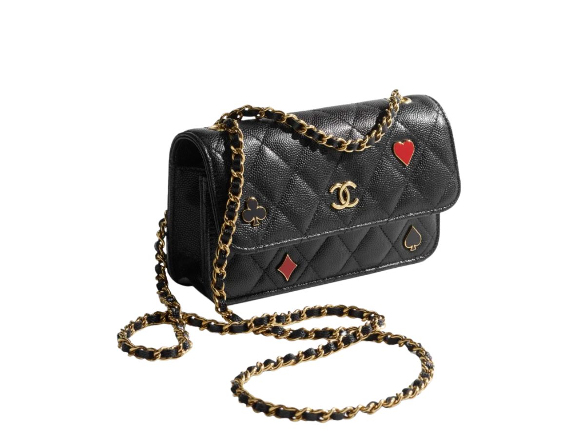 SASOM  Chanel Flap Phone Holder With Chain Grained Calfskin