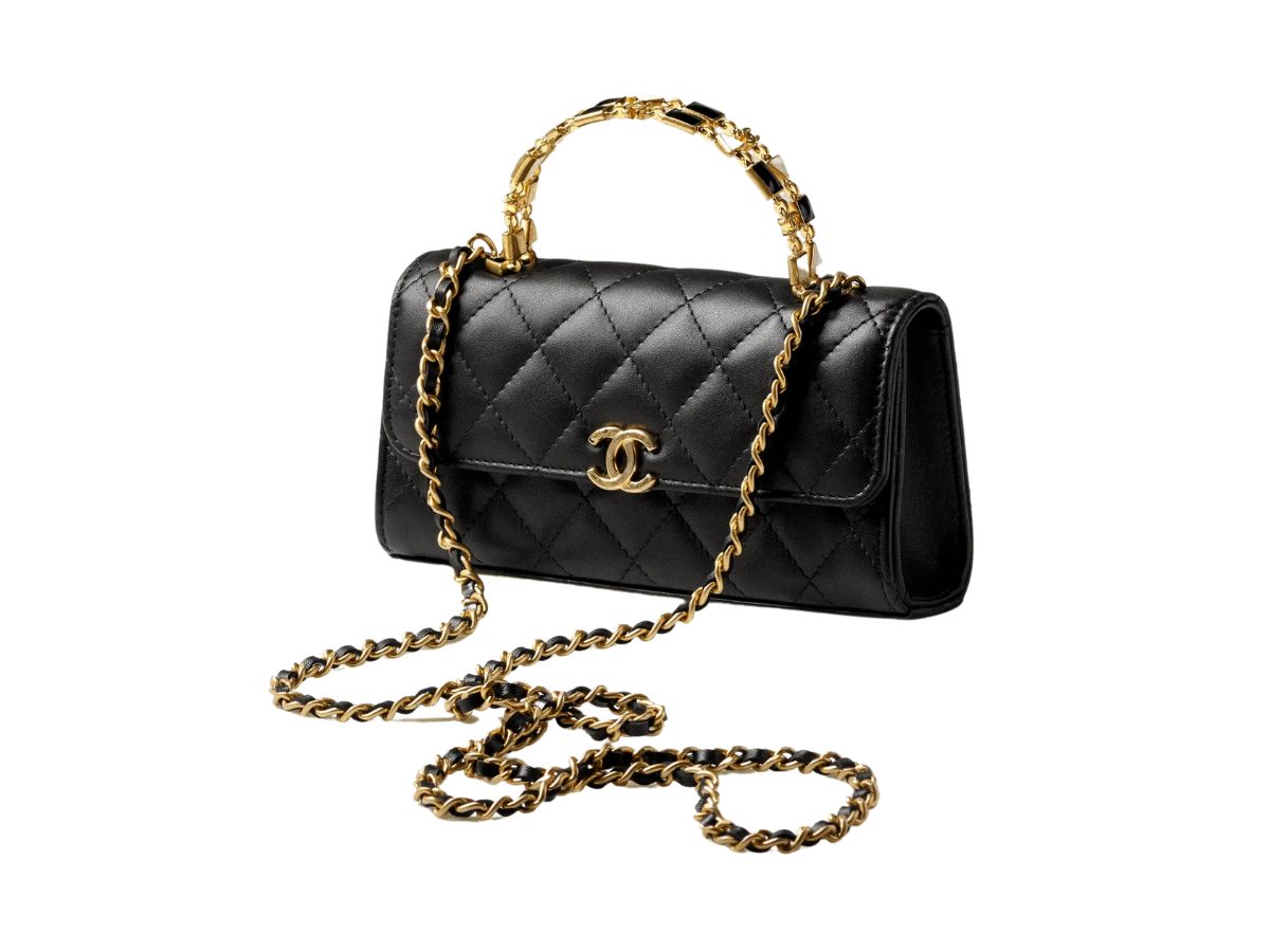 Flap phone holder with chain - Lambskin & gold-tone metal, yellow — Fashion  | CHANEL