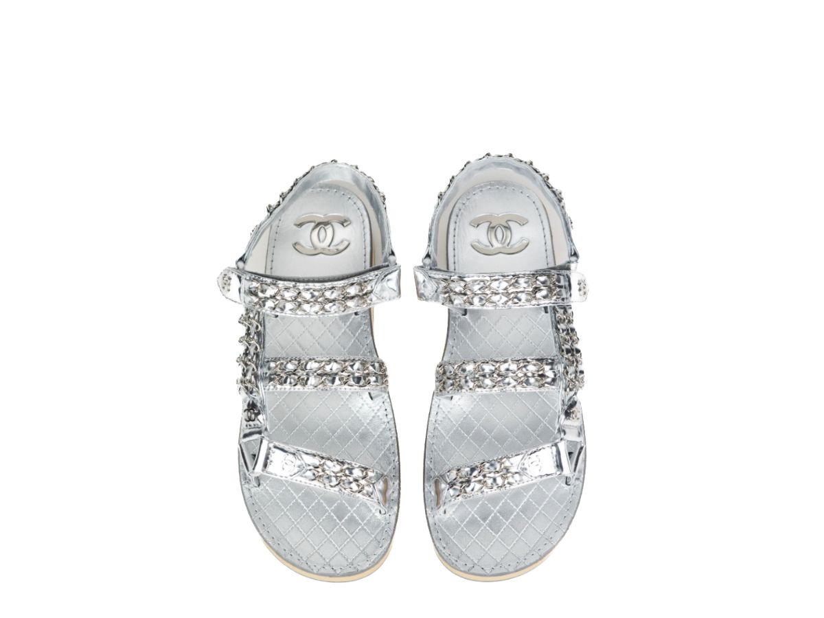 Chanel sandals silver hot sale