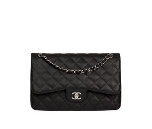 Chanel Classic Jumbo Double Flap Bag In Grained Calfskin With Silver-Tone Hardware Black