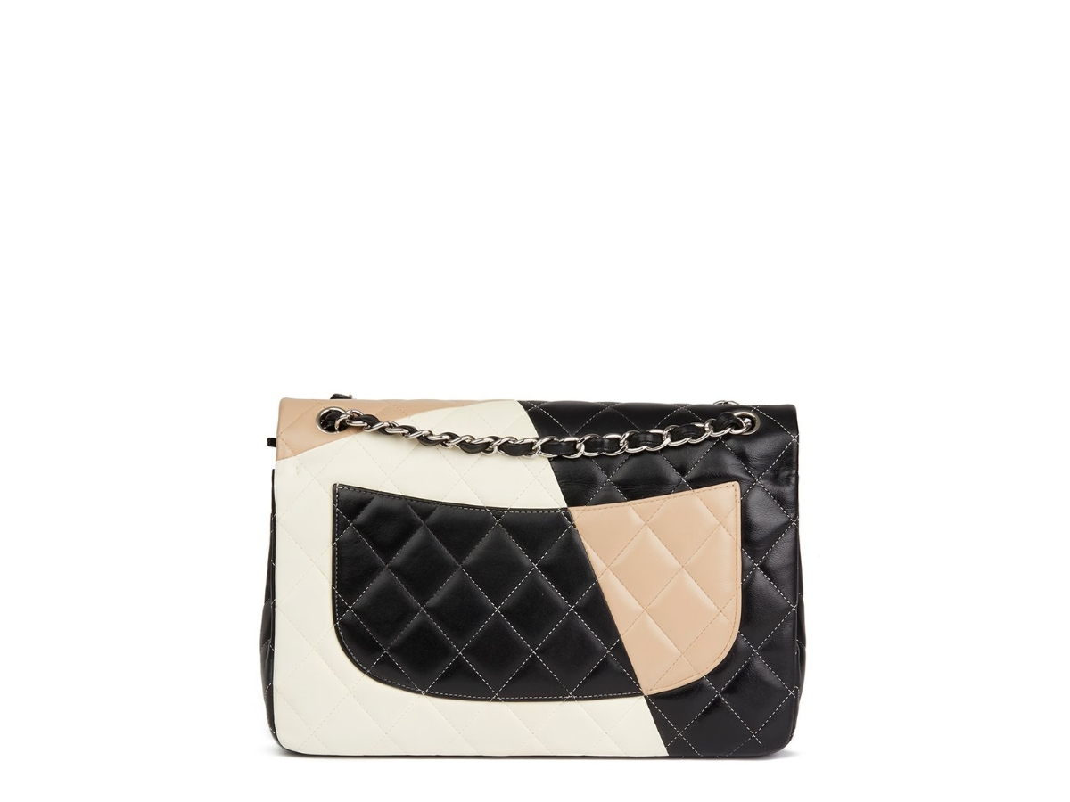 SASOM  bags Chanel Jumbo Classic Double Flap Bag In Lambskin Leather With  Silver Hardware Black White Beige Check the latest price now!