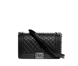 Chanel Boy Chanel Handbag Calfskin And Ruthenium-Finish Metal Black