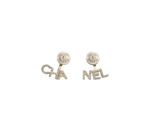 Chanel Letters Crystals Earrings In Metal Gold With Imitation Pearls