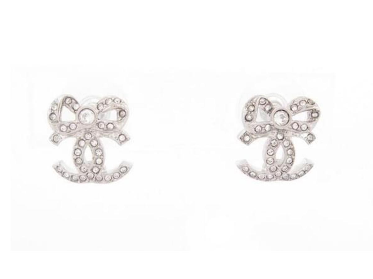 Chanel Ruthenium Crystal CC Earrings Silver in Silver Metal - US