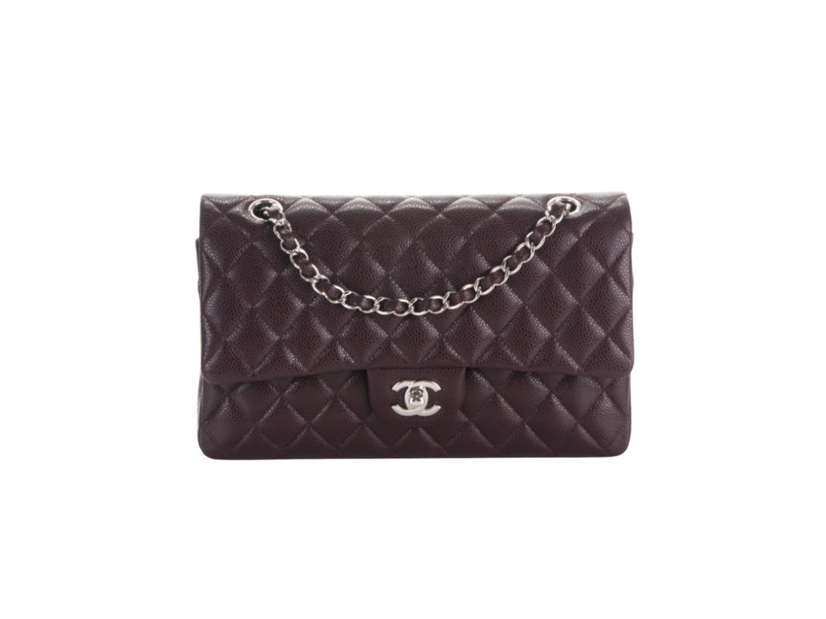 Chanel Dark Brown Quilted Caviar Leather Medium Double Flap Bag