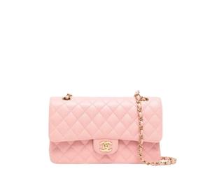 Buy 22B Rose Claire Caviar Quilted Classic Double Flap Medium - Light Gold  Hardware
