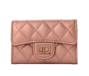 Chanel Metallic Grained Calfskin Quilted Reissue Flap Card Holder Copper Pink