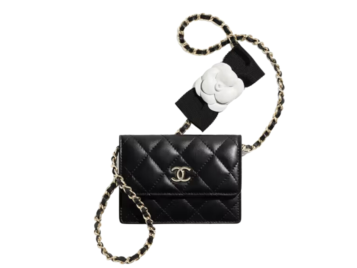 SASOM  bags Chanel Mini Camellia Bow Wallet On Chain In Grained