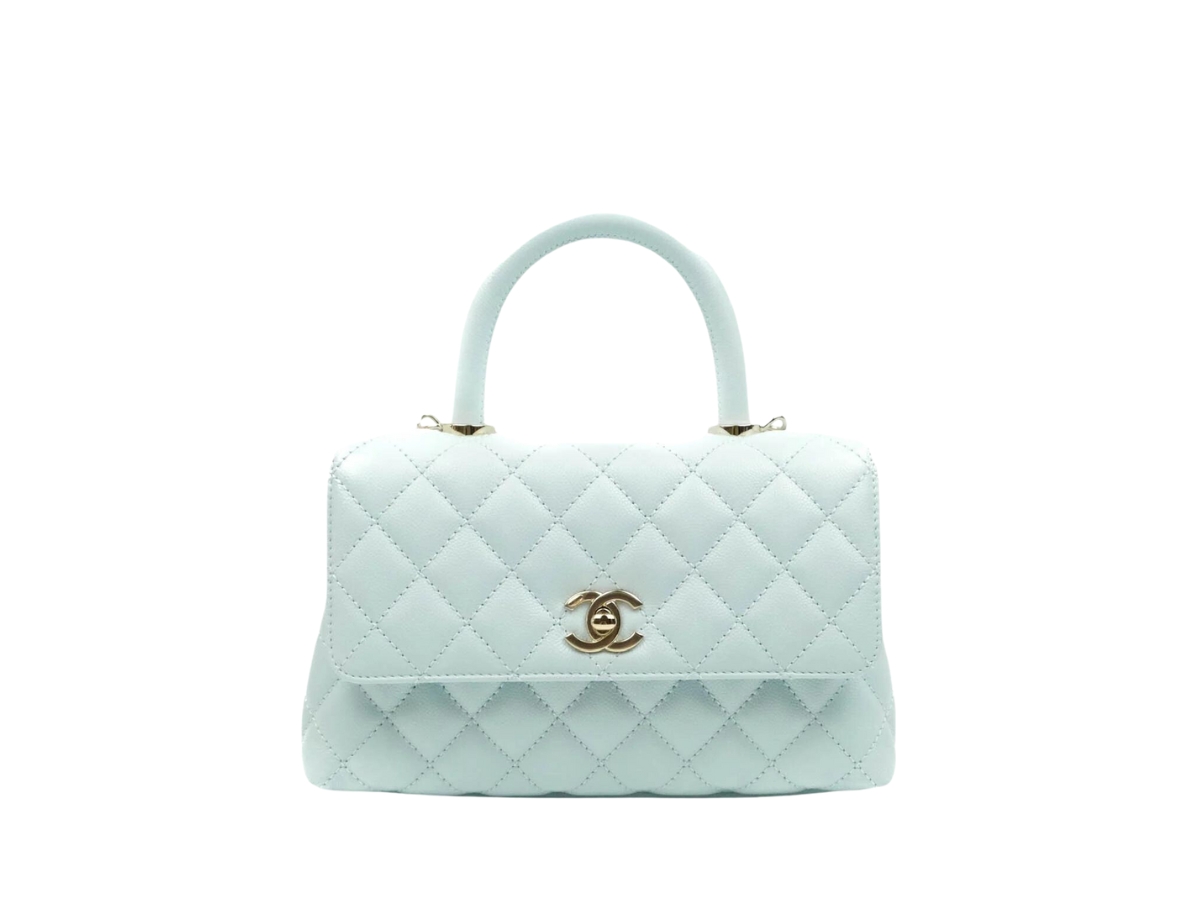 Chanel Aged Calfskin Chevron Coco Handle Large Flap Bag Green