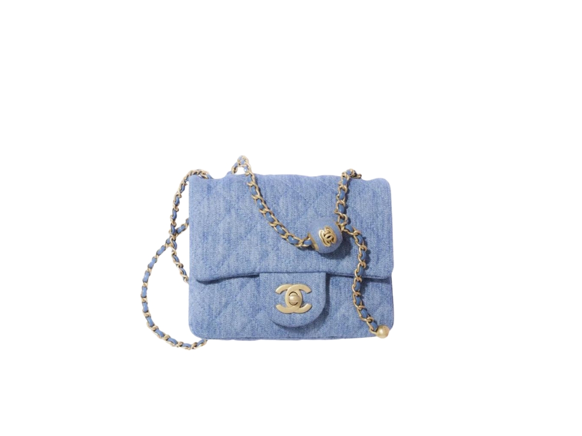 SASOM  bags Chanel Mini Flap Bag In Denim With Gold Hardware Blue Check  the latest price now!