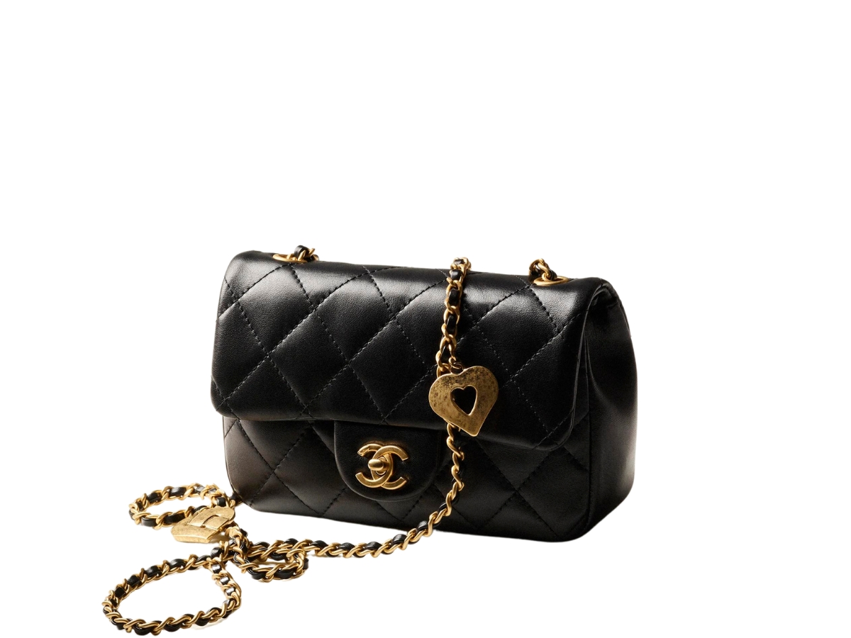 SASOM  bags Chanel Mini Flap Bag with Lambskin Leather & Gold