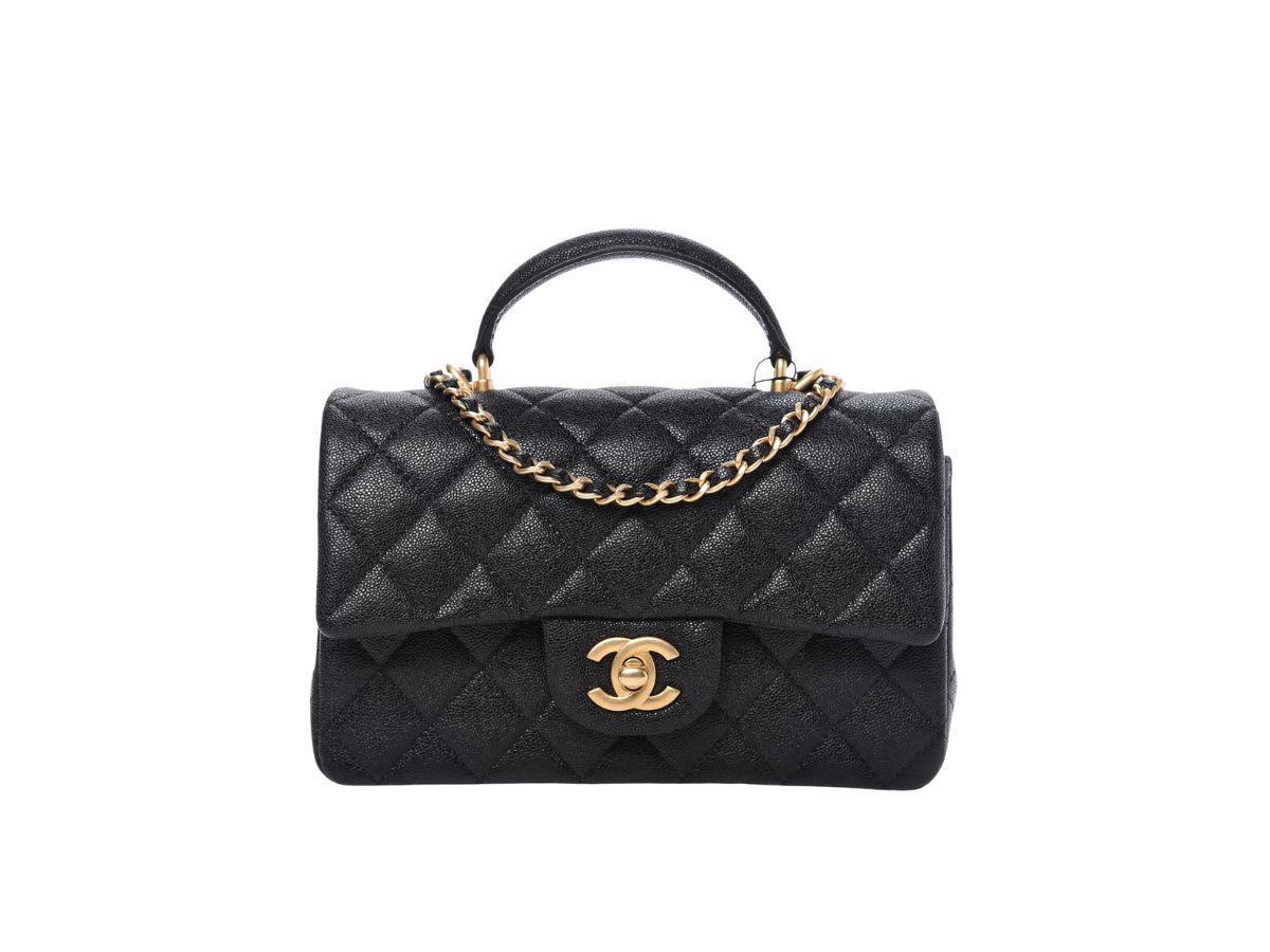 SASOM  Chanel Mini Flap Bag Top Handle Grained Calfskin