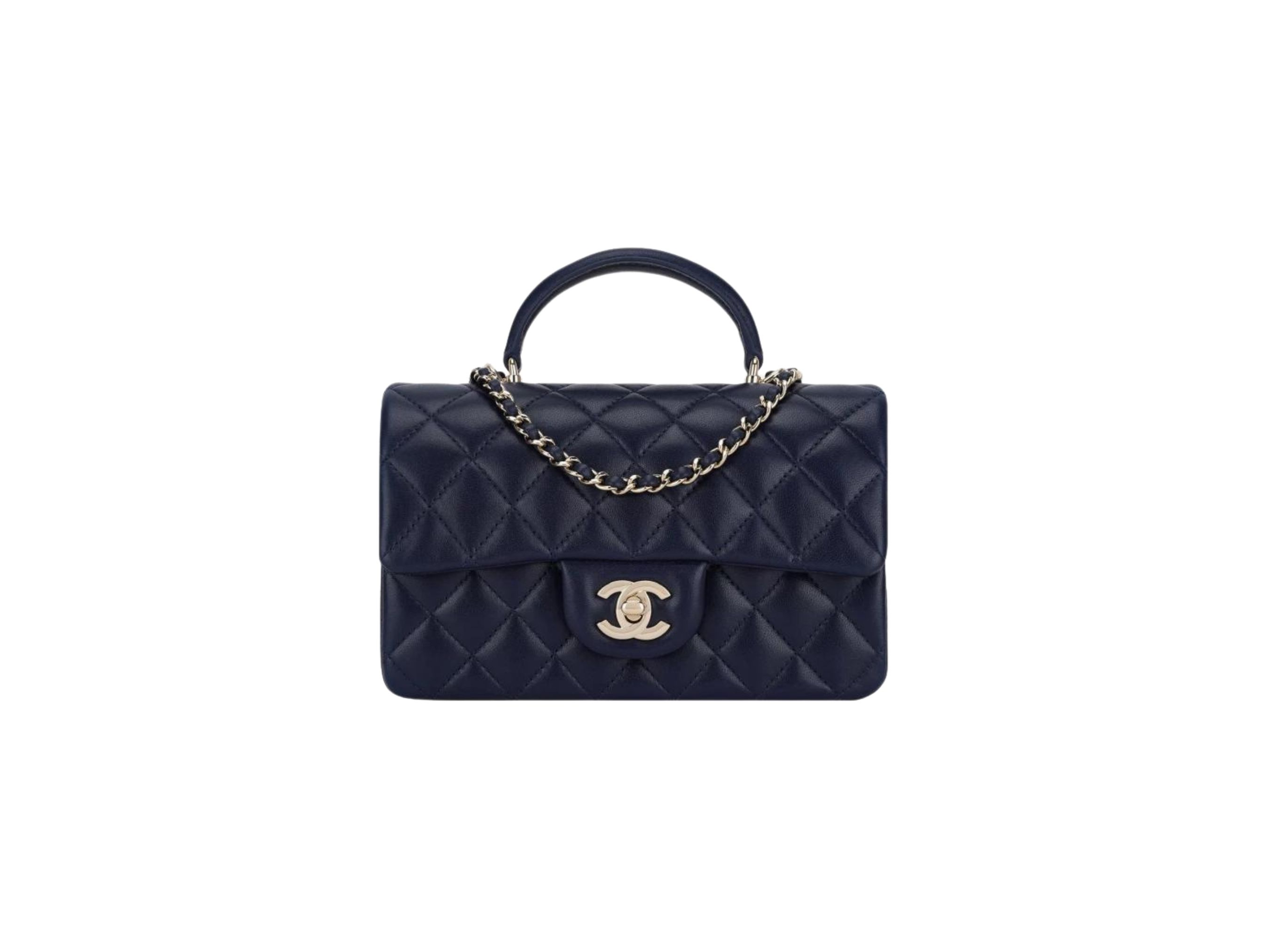 SASOM  bags Chanel Mini Flap Bag With Top Handle In Lambskin With Gold-Tone  Metal Navy Check the latest price now!