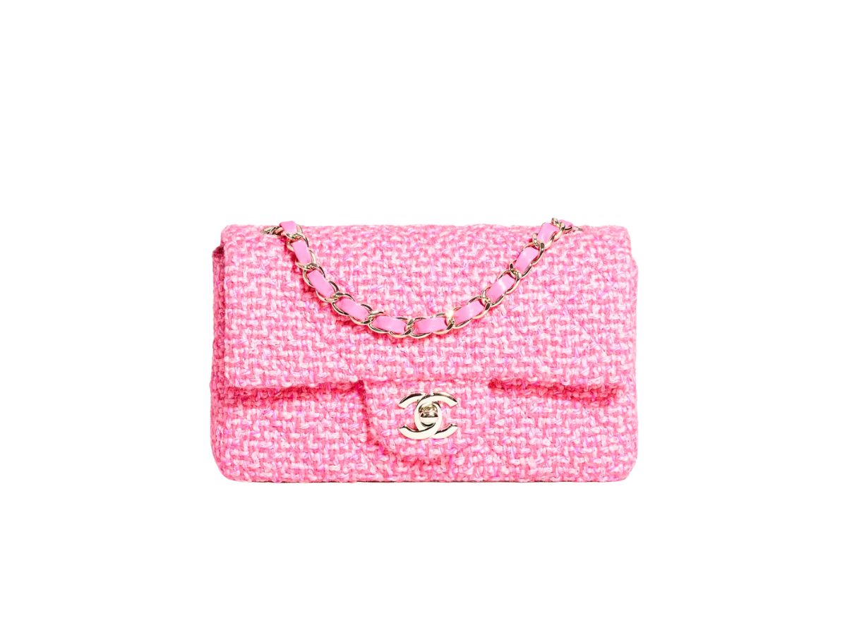 SASOM  Chanel Mini Flap Bag Wool Tweed Pink