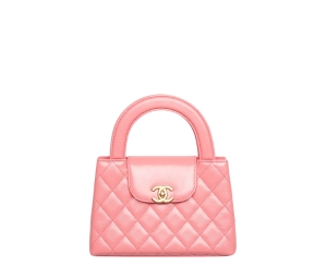 Chanel Mini Shopping Bag In Shiny Aged Calfskin With Gold-Tone Metal Coral Pink