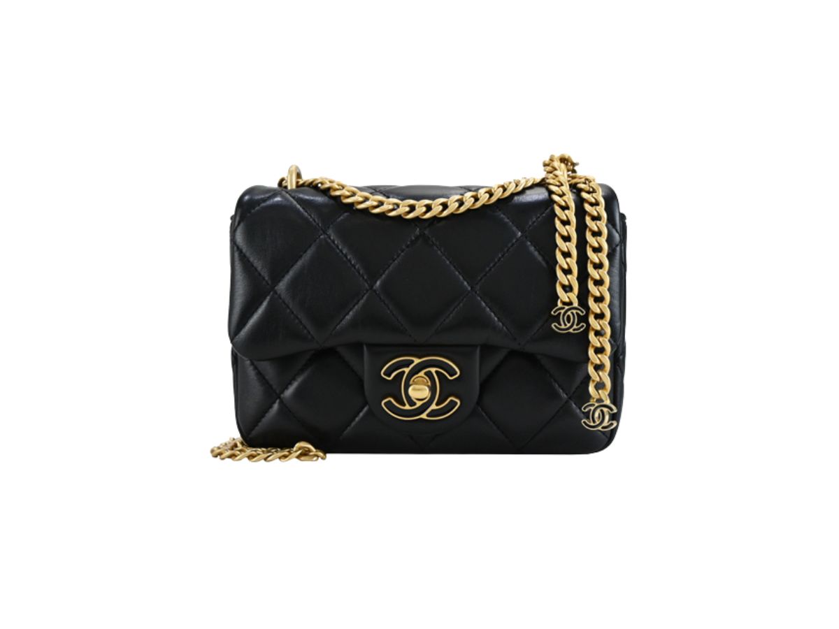 SASOM  bags Chanel Mini Square Flap Bag In Lambskin With Enameled  Gold-Tone Metal Black Check the latest price now!