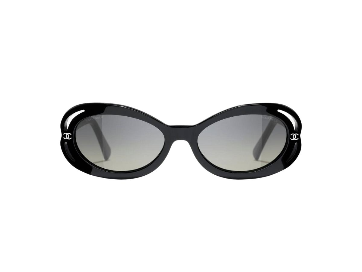 SASOM  accessories Chanel Oval Sunglasses In Black Acetate Frame