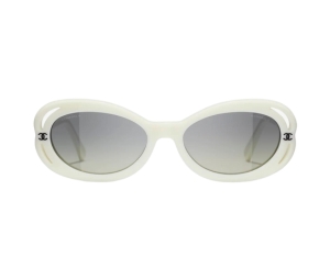 Buy Chanel Oval Sunglasses In White Acetate Frame-CC Detailed On Front With Gray Gradient Lenses at Sasom – Authentic and Ready to Ship