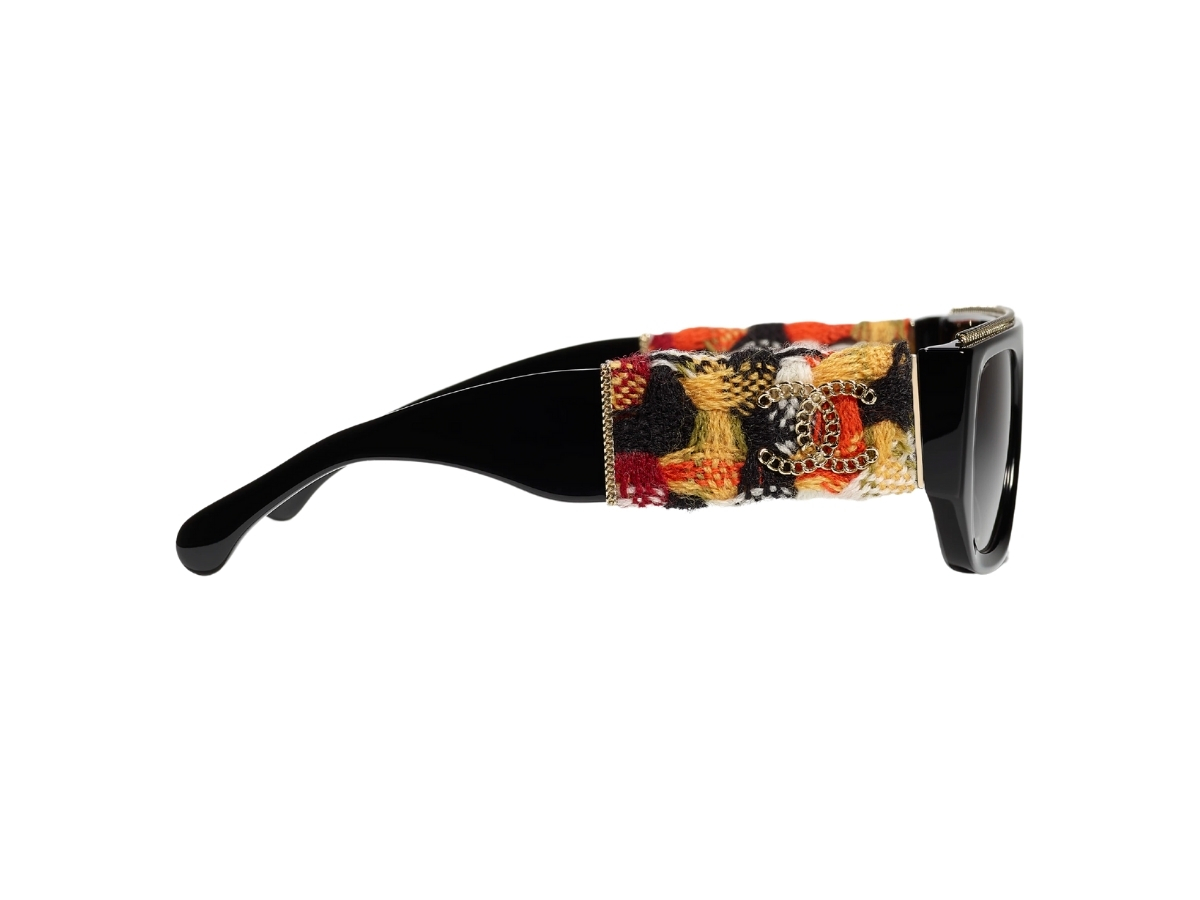 https://d2cva83hdk3bwc.cloudfront.net/chanel-rectangle-sunglasses-in-black-orange-acetate-tweed-with-grey-gradient-lenses-3.jpg