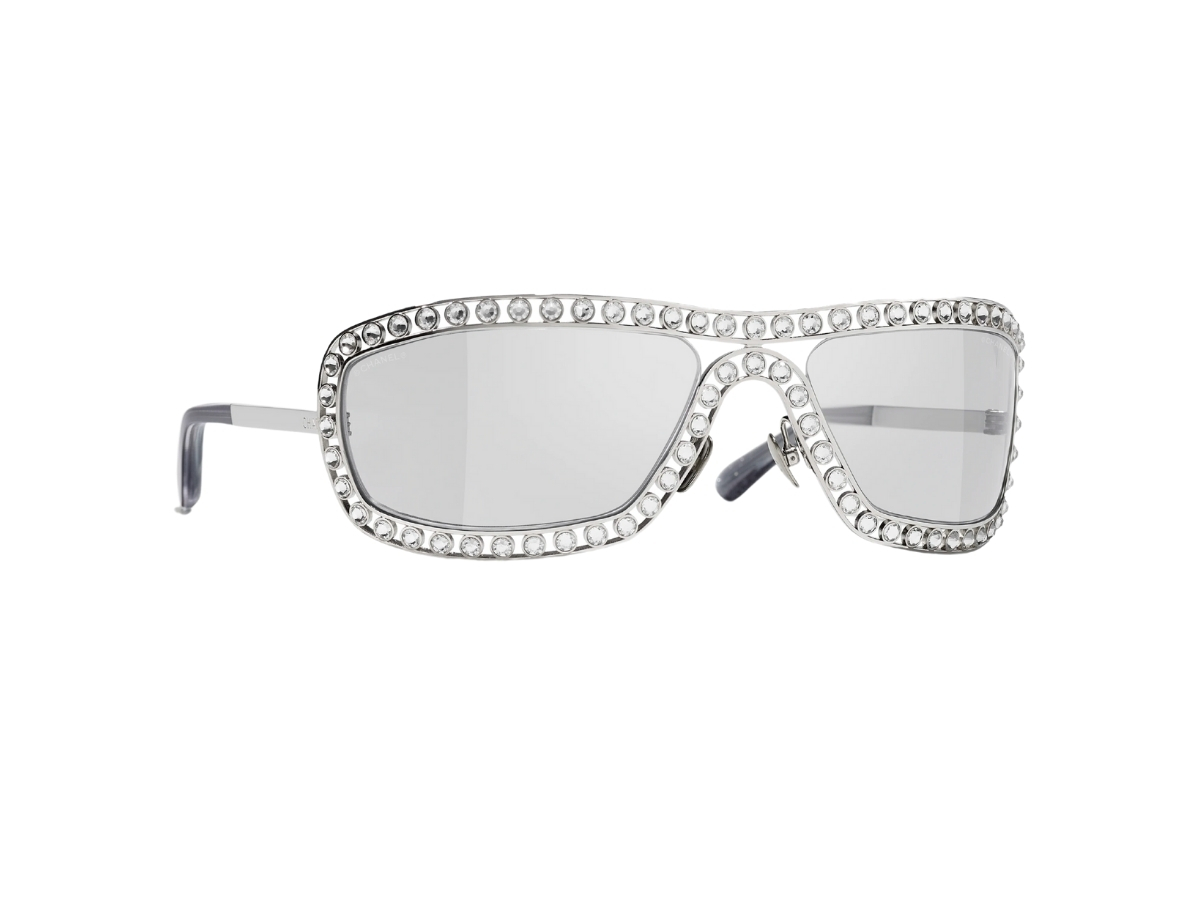 Chanel Shield sunglasses with crystals VINTAGE CHANEL 4073-B C.237/82 SHIELD SUNGLASSES W/SWAROVSKI  main image 4