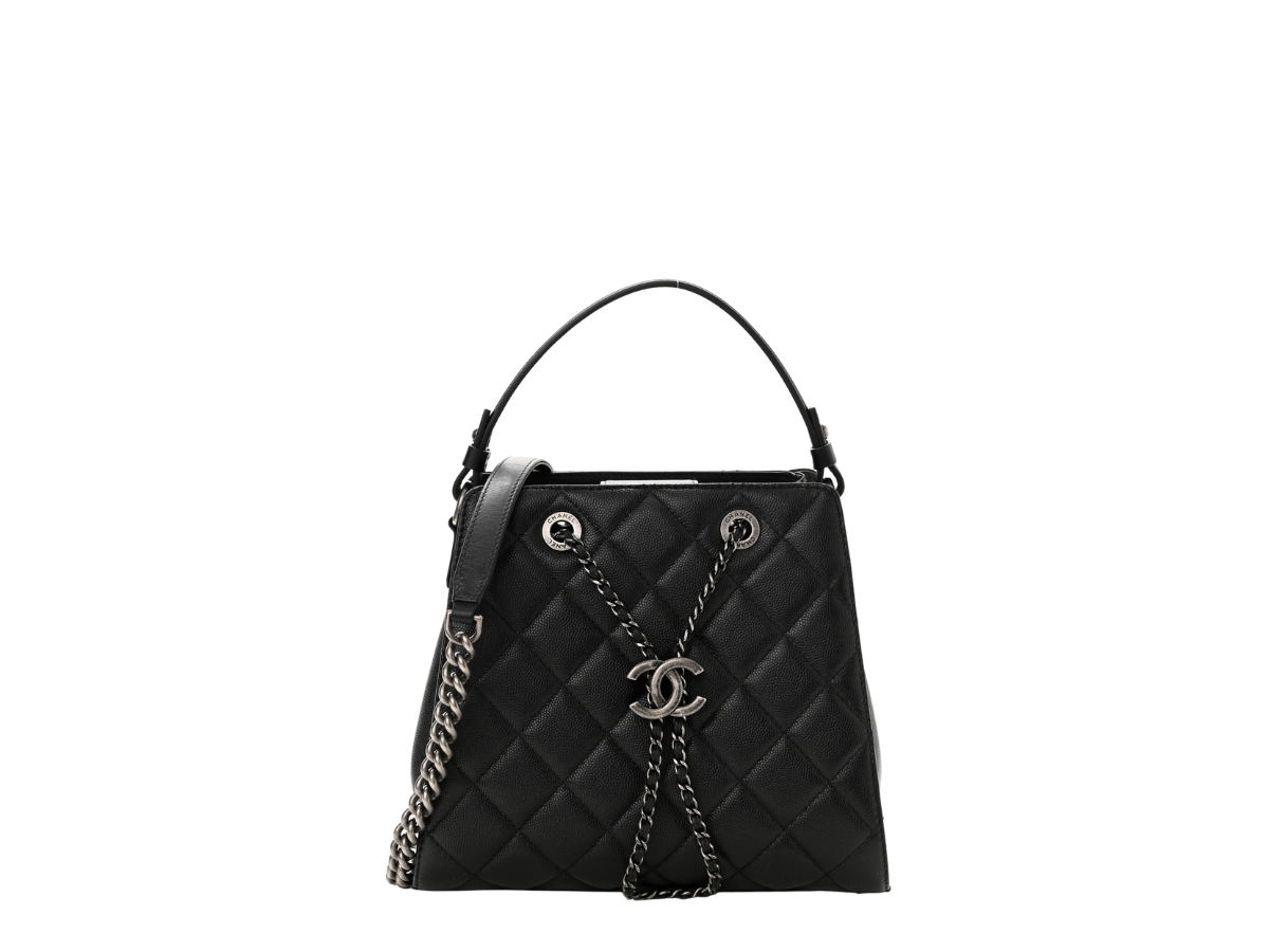 Chanel Black Quilted Grained Calfskin Bucket Bag