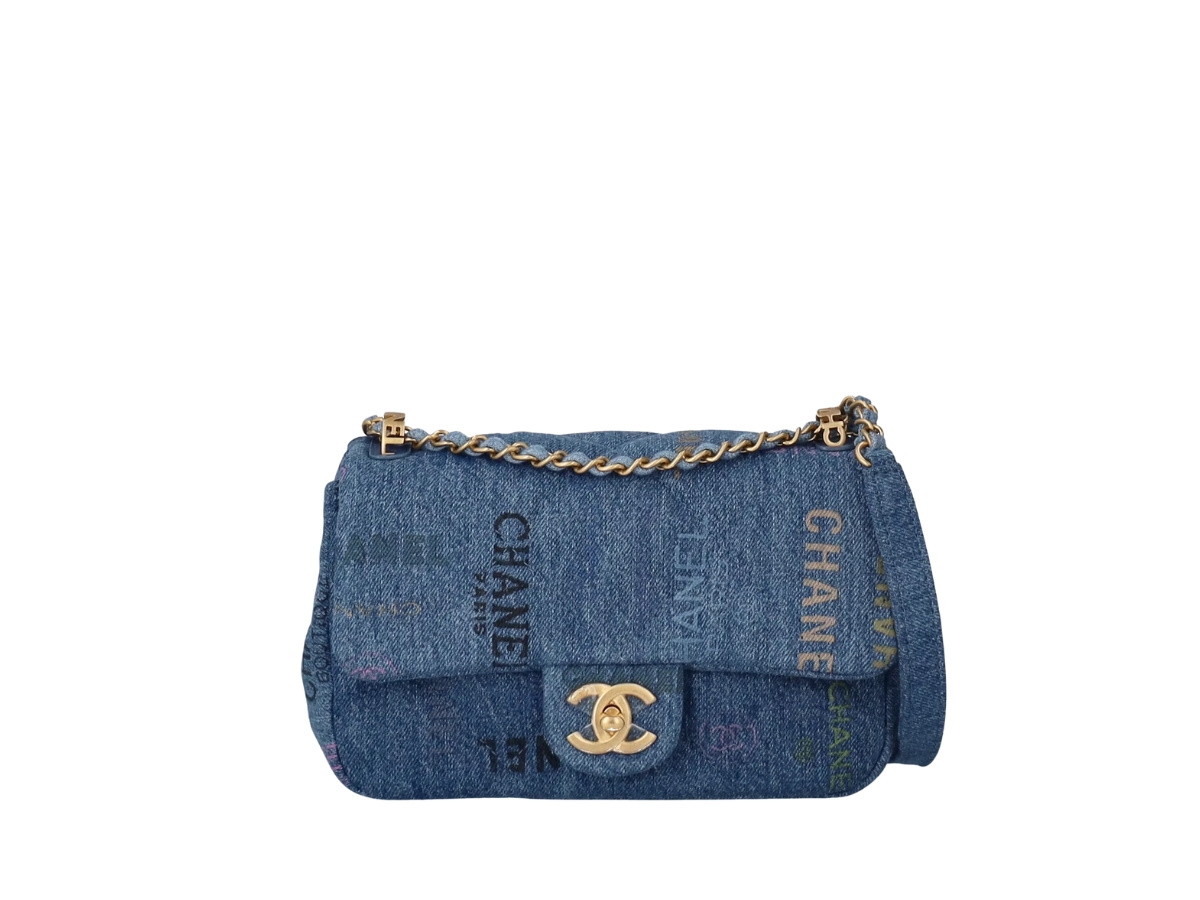 Handbags Chanel Small Blue Denim Flap Bag
