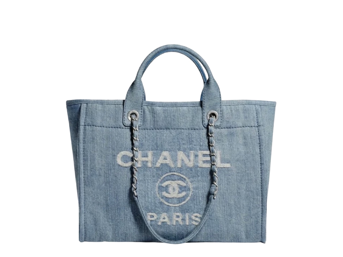 100% CHANEL Deauville Denim Blue 16 Large 2 Way Hand Chain Shoulder Tote  Bag - My Dreamz Closet