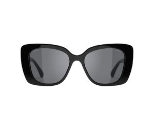 Chanel Square Sunglasses In Acetate Strass Black With Gray Lenses