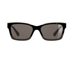 Chanel Square Sunglasses In Acetate Black And Beige With Brown Lenses