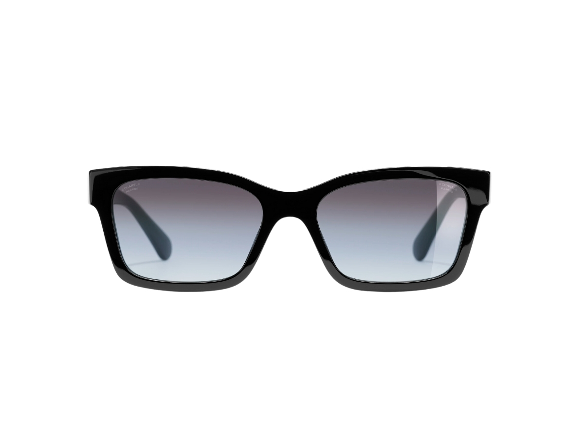 Chanel Square Sunglasses In Black Acetate Frame With Grey-Polarized-Gradient Lenses