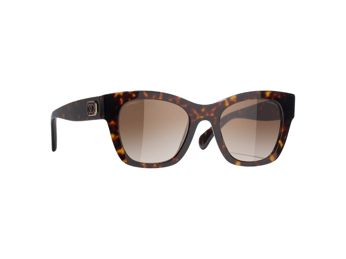 Chanel Square Sunglasses In Dark Tortoise Acetate Frame-CC