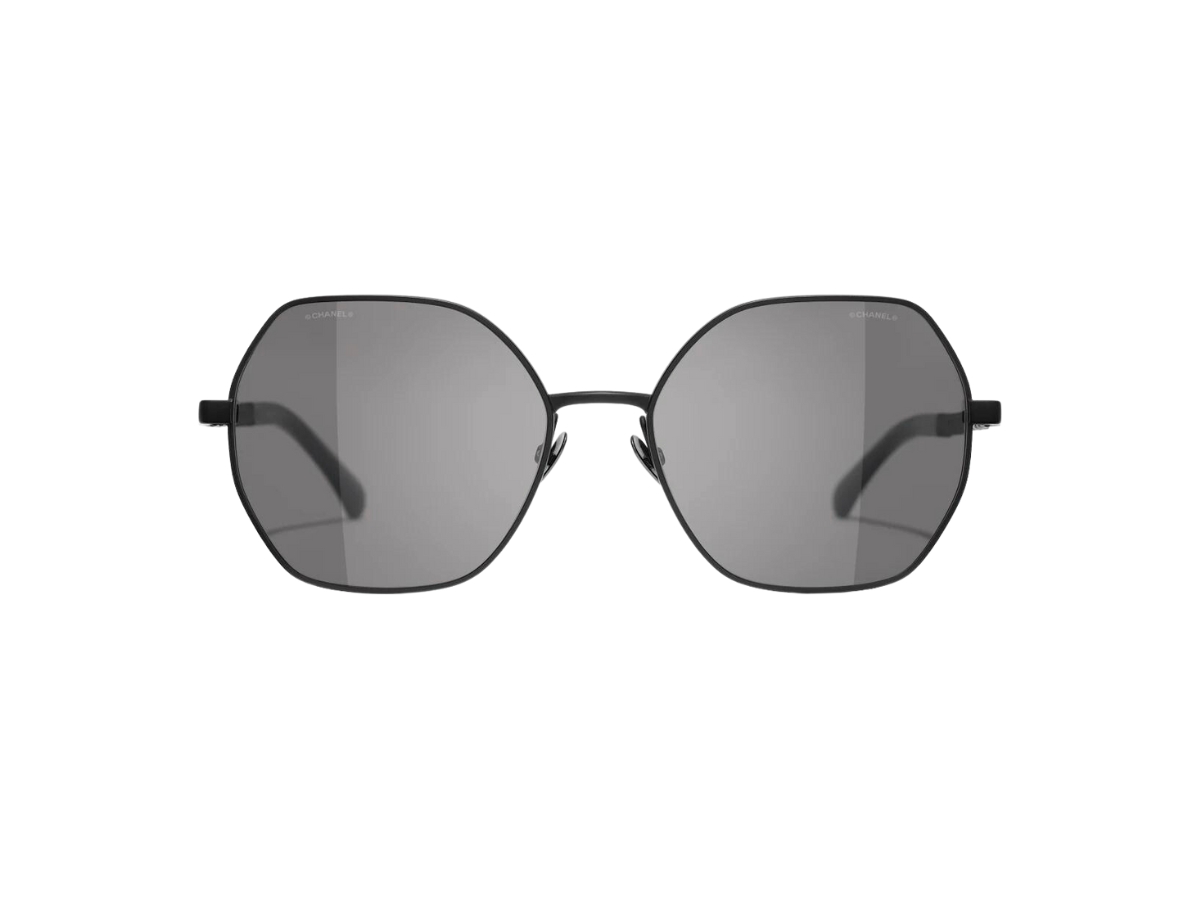 Chanel Square Sunglasses In Metal & Glass Pearls Black With  display picture 2
