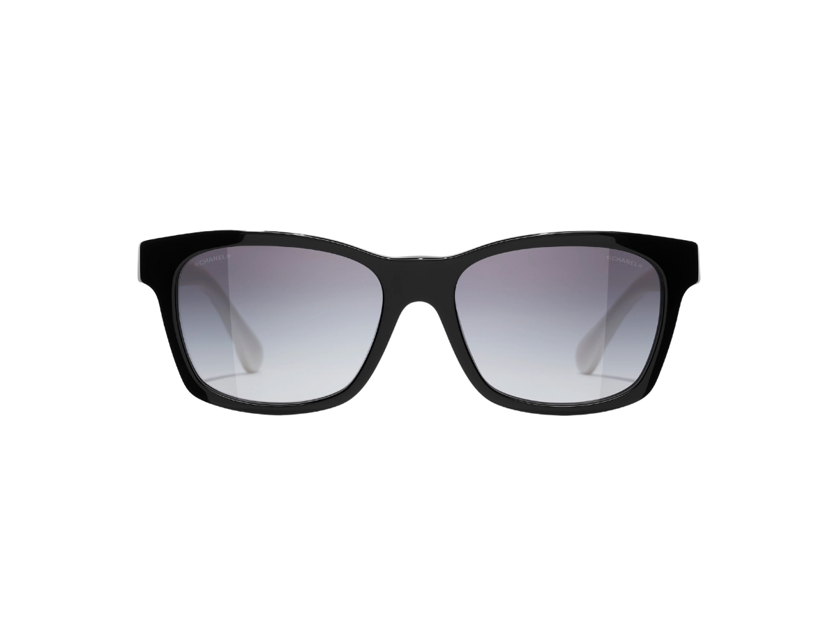 Chanel sunglasses with gray and black square frames and