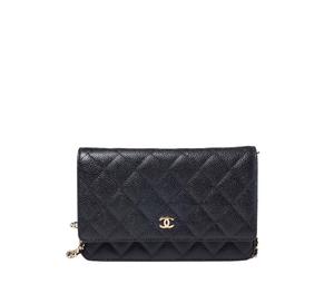 Chanel Wallet On Chain WOC In Grained Calfskin Caviar with Gold Hardware Black