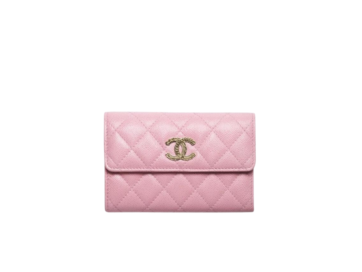 Chanel 22P pink grained calfskin zippy wallet