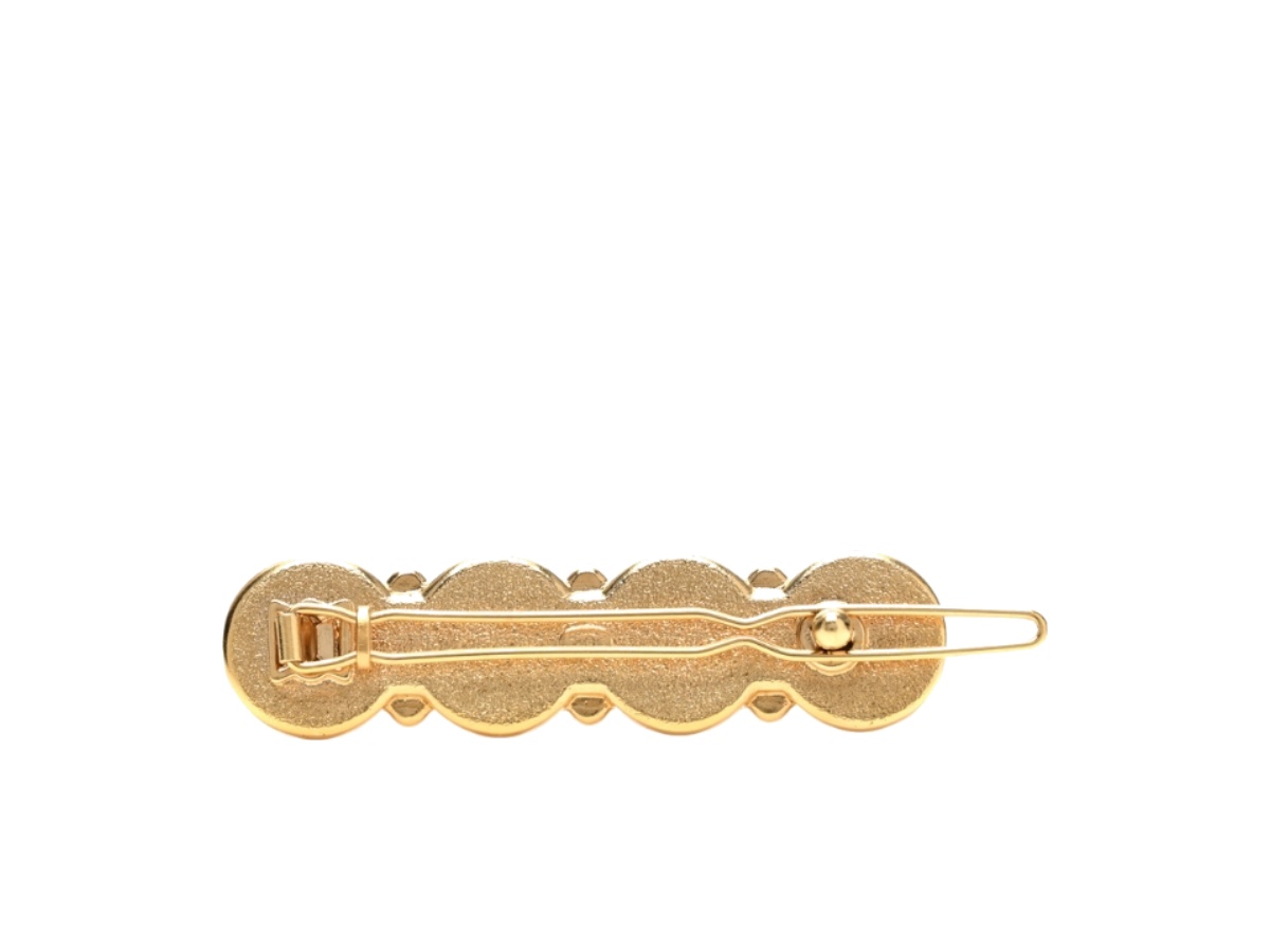 Chanel Metal Resin Enamel Crystal CC Hair Clip Barrette 