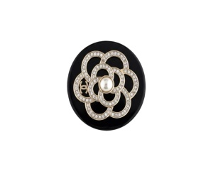 Buy Chanel Camellia Coco Mark Round Brooch Black at Sasom – Authentic and Ready to Ship