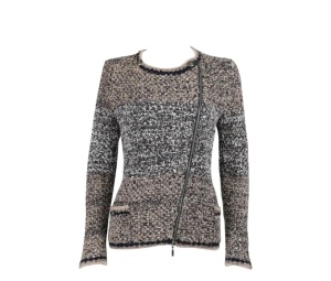 Buy Chanel Tweed Zip-Up Jacket Gery at Sasom – Authentic and Ready to Ship