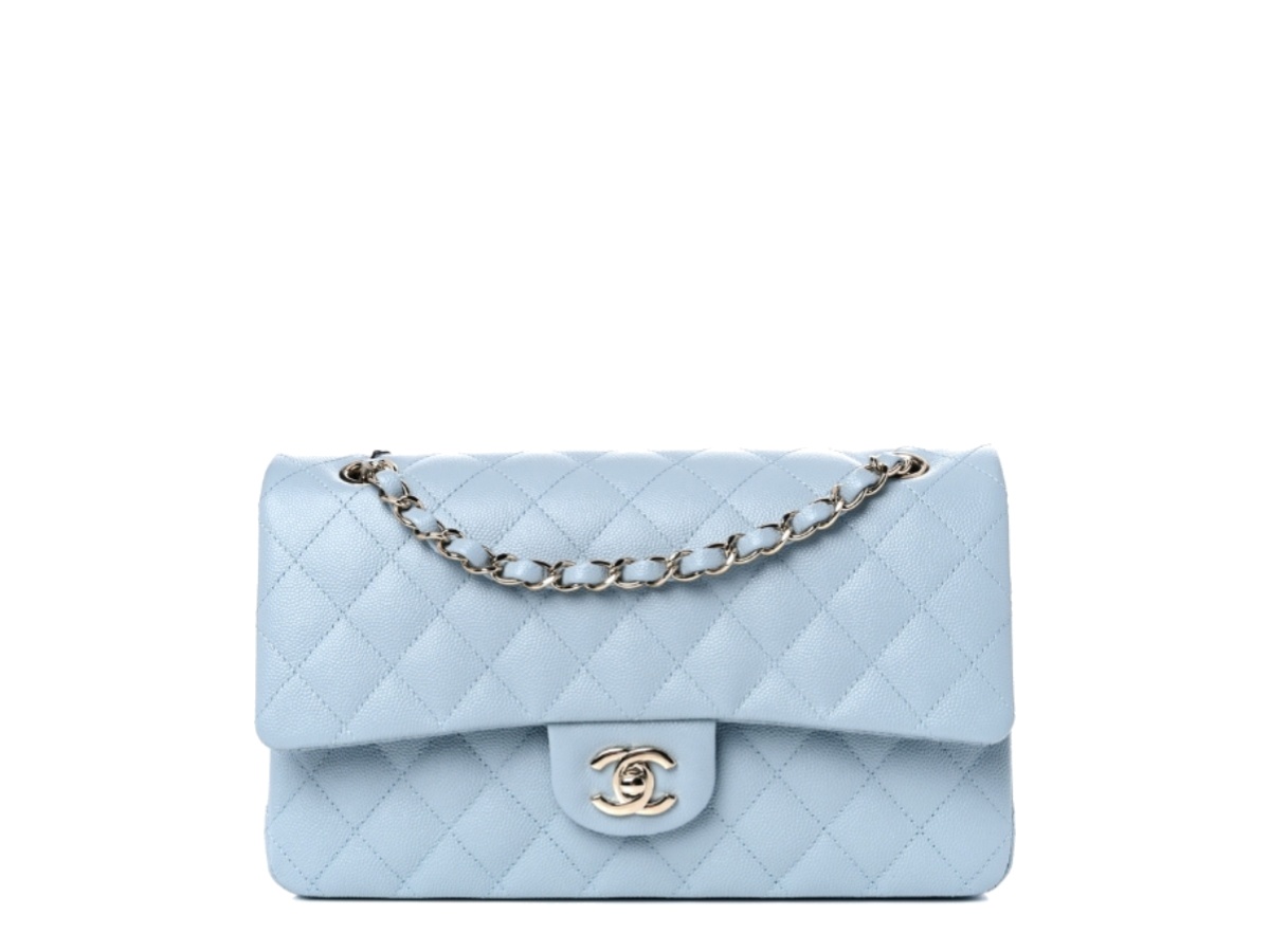 ช้อป Chanel Medium Double Flap Light Blueของแท้ที่ SASOM