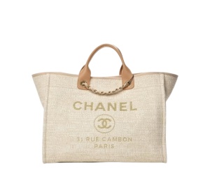 Buy Chanel Deauville Tote Light Beige at Sasom – Authentic and Ready to Ship