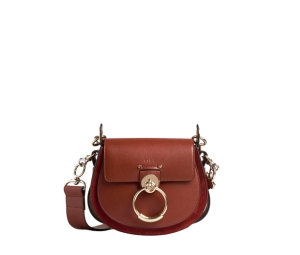 Buy Chloe Small Tess Bag In Shiny-Suede Calfskin Leather With Gold-Silver Hardware Sepia Brown at Sasom – Authentic and Ready to Ship