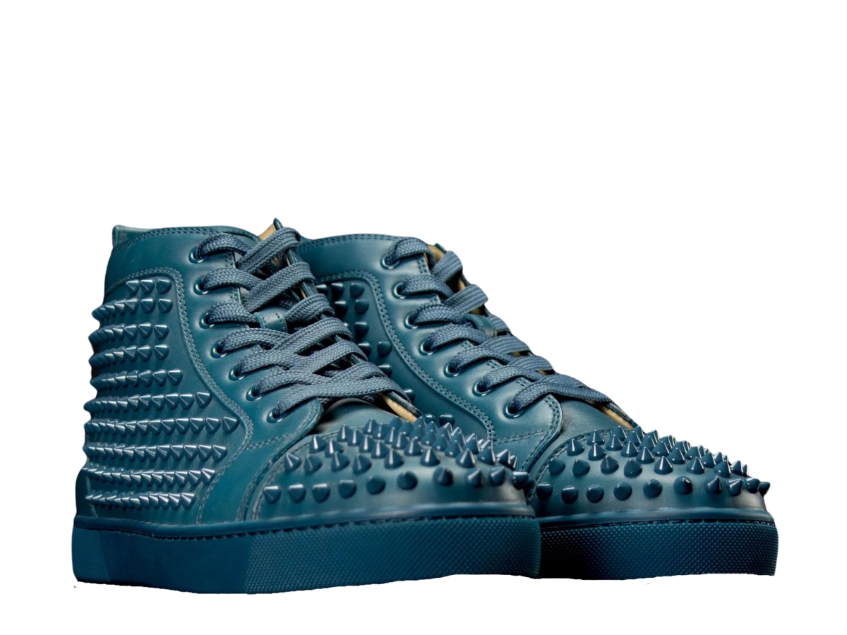 Christian Louboutin Louis Flat Calf Spikes Turquin Blue