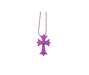 Chrome Hearts Cross Necklace In Silicone Purple