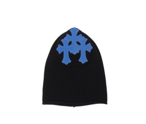 Chrome Hearts Leather Cemetery Cross Patch Cashmere Mask Black Blue