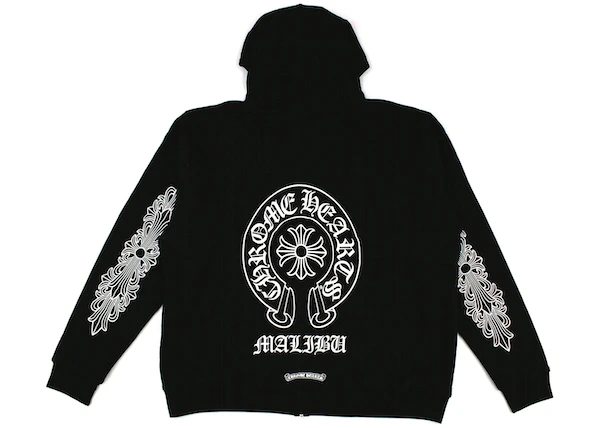 Buy Chrome Hearts Malibu Exclusive Horse Shoe Zip Up Hoodie Black at Sasom – Authentic and Ready to Ship