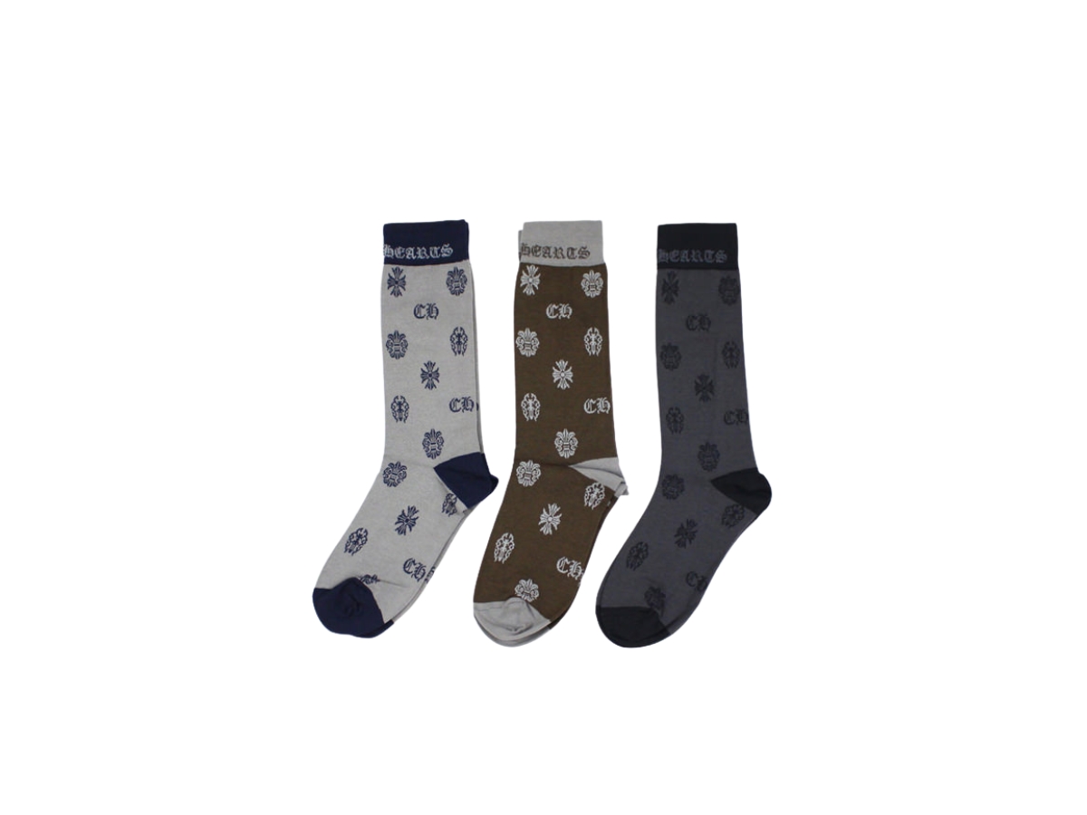 CHROME HEARTS クロムハーツ MULTI LOGO PRINT SOCKS 3-PACKS マルチ